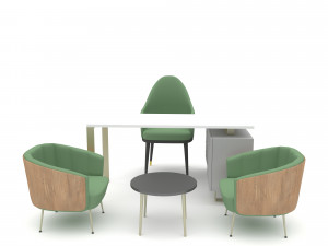 The classic office desk and chair 02 Low-poly Modelo 3D