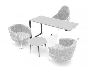 The classic office desk and chair 02 Low-poly Modelo 3D