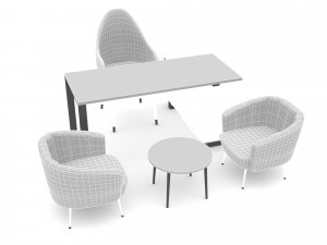The classic office desk and chair 02 Low-poly Modelo 3D
