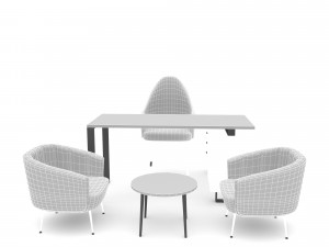 The classic office desk and chair 02 Low-poly Modelo 3D