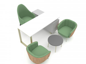 The classic office desk and chair 02 Low-poly Modelo 3D