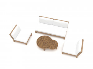 Garden furniture set Low-poly 3D Model
