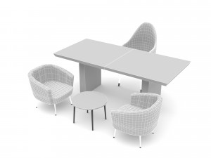 The classic office desk and chair Low-poly 3D Model