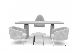 The classic office desk and chair Low-poly 3D Model