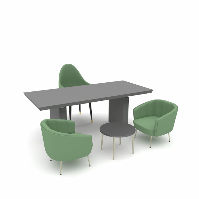 The classic office desk and chair Low-poly 3D Model .c4d .max .obj .3ds .fbx .stl .blend 