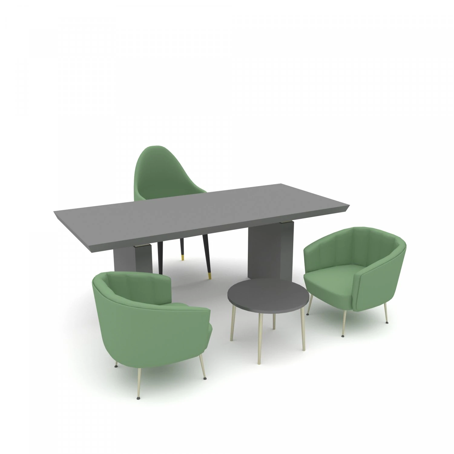 The classic office desk and chair Low-poly 3D Model .c4d .max .obj .3ds .fbx .stl .blend