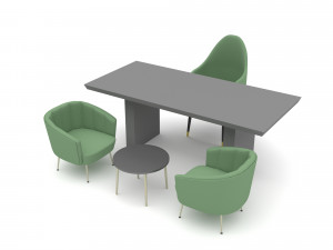 The classic office desk and chair Low-poly 3D Model