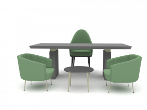 The classic office desk and chair Low-poly 3D Model
