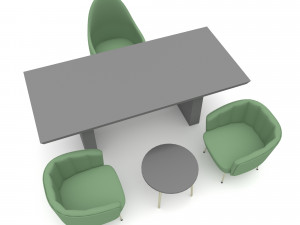 The classic office desk and chair Low-poly 3D Model
