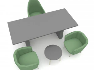 The classic office desk and chair Low-poly 3D Model
