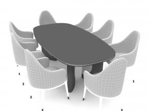 The classic table and chair set Low-poly 3D Model
