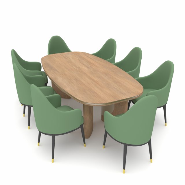 The classic table and chair set Low-poly 3D Model .c4d .max .obj .3ds .fbx .stl .blend 