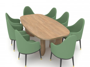 The classic table and chair set Low-poly 3D 모델