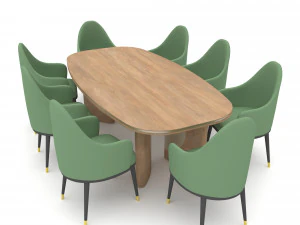 Klasyczny zestaw st&oacute;ł i krzesła Low-poly Model 3D