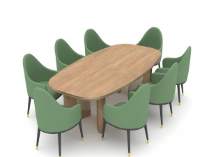 The classic table and chair set Low-poly 3D Model