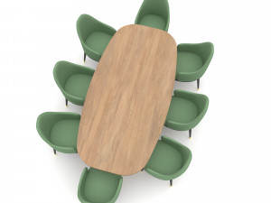The classic table and chair set Low-poly 3D Model