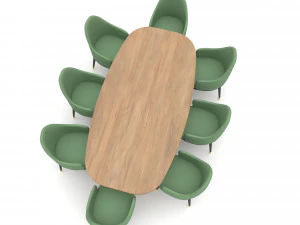 The classic table and chair set Low-poly 3D Model