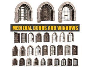 Medieval door and window set Modèle 3D