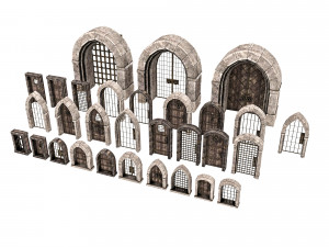 Medieval door and window set Modèle 3D