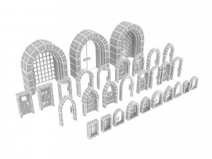 Medieval door and window set Modèle 3D
