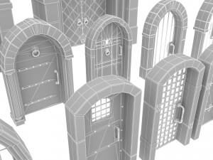 Medieval door and window set Modèle 3D