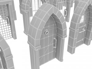 Medieval door and window set Modèle 3D