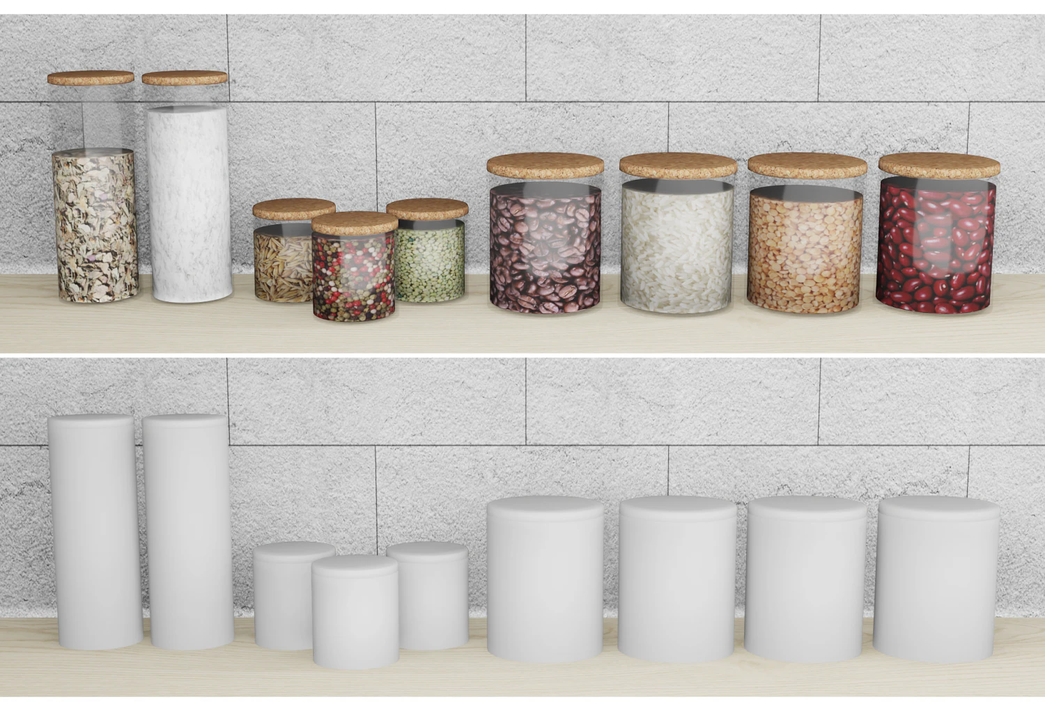 Spice storage jars 3D Model .c4d .max .obj .3ds .fbx .stl .blend 