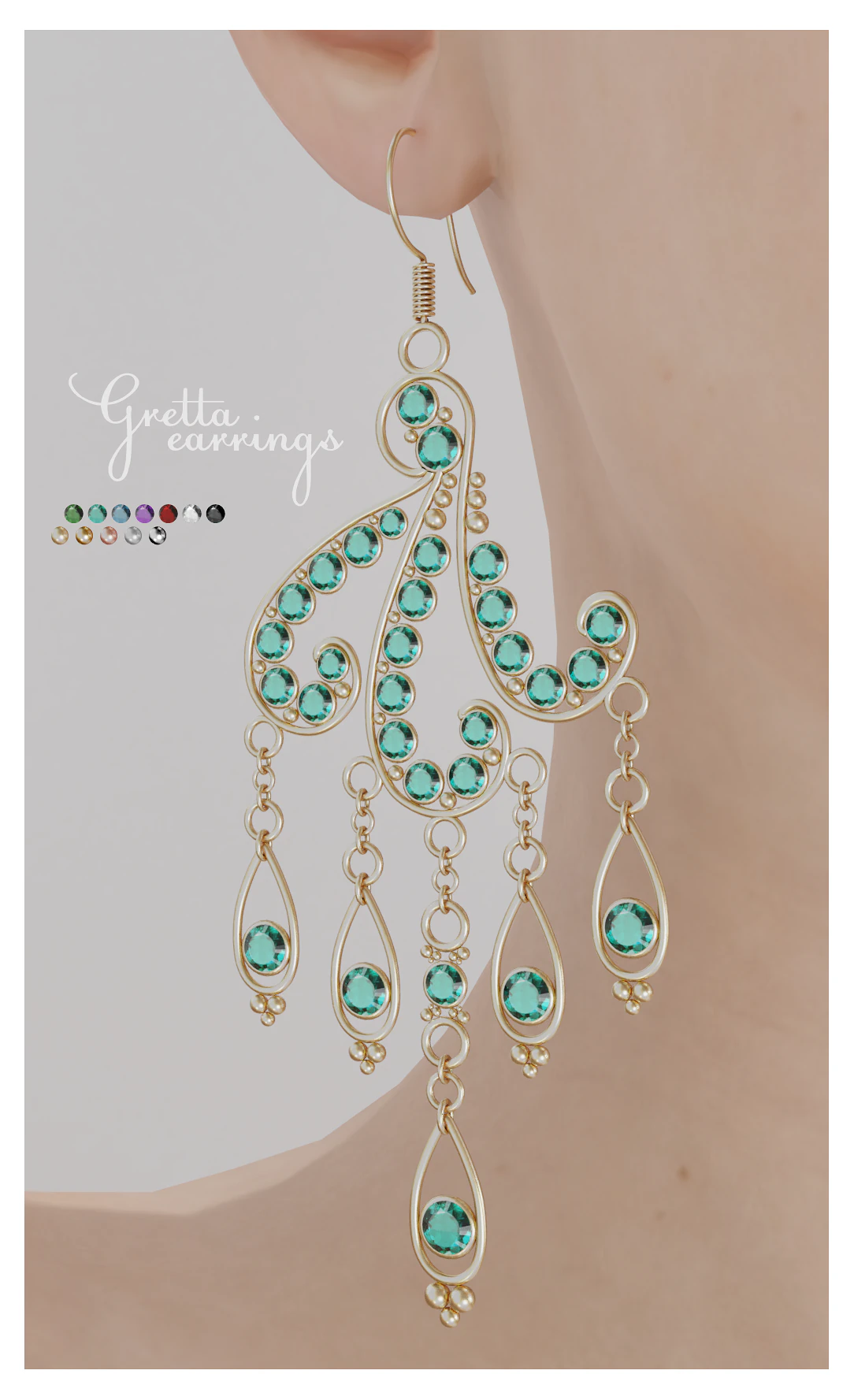 Gretta earrings 3D Model .c4d .max .obj .3ds .fbx .stl .blend 
