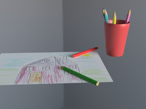 pencils and childrens drawing 3D 모델