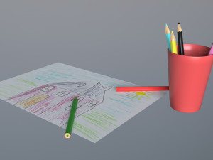 pencils and childrens drawing Modelo 3D