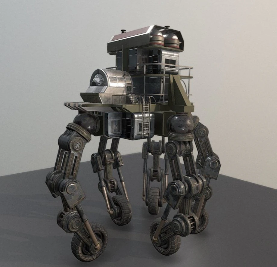 futuristic five wheeled 10 3D Model .c4d .max .obj .3ds .fbx .stl .blend 