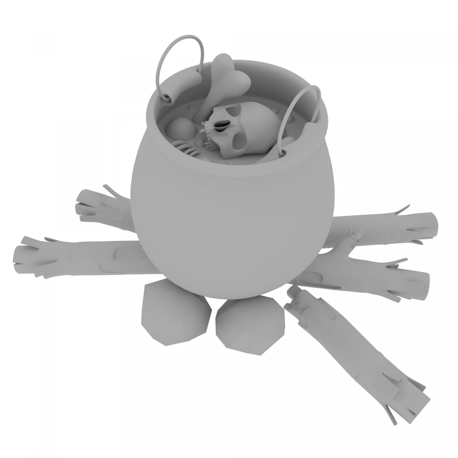 witch cauldron 3D Model .c4d .max .obj .3ds .fbx .stl .blend 