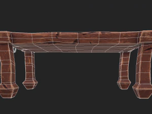 stylized dining table with chairs 3D Model