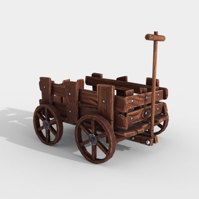 stylized hand-cart 3D Модель .c4d .max .obj .3ds .fbx .stl .blend 
