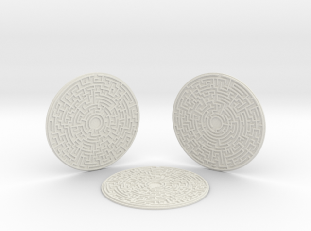 3 maze coasters Model Cetak 3D .c4d .max .obj .3ds .fbx .stl .blend 