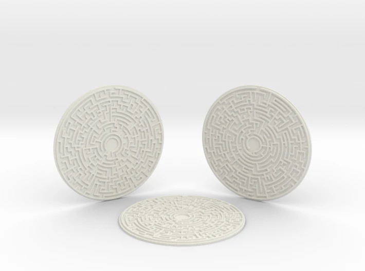 3 maze coasters 3D Print Model .c4d .max .obj .3ds .fbx .stl .blend 