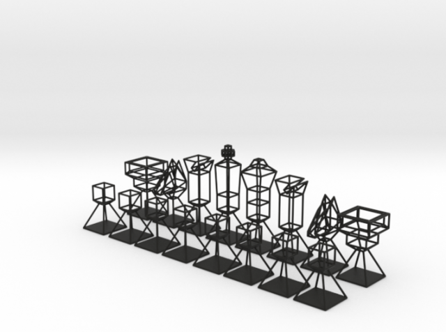 wire minimal chess set 3D Print Model .c4d .max .obj .3ds .fbx .stl .blend 
