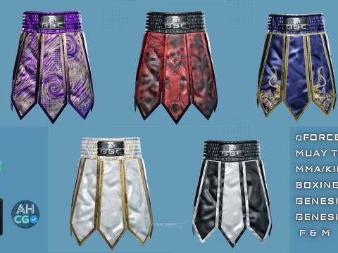 Muay Thai Gladiator Kickboxing Shorts Zprj MD DAZ dforce Genesis 9 8 81 M F OBJ 3D 모델