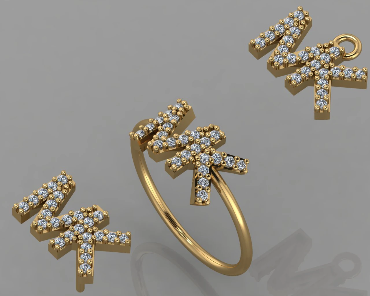 gc gold cm005- diamond set 3D Print Model .c4d .max .obj .3ds .fbx .stl .blend 