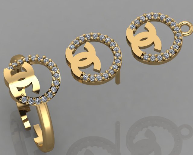 gc gold cm019-diamond set 3D Принт Модель .c4d .max .obj .3ds .fbx .stl .blend 
