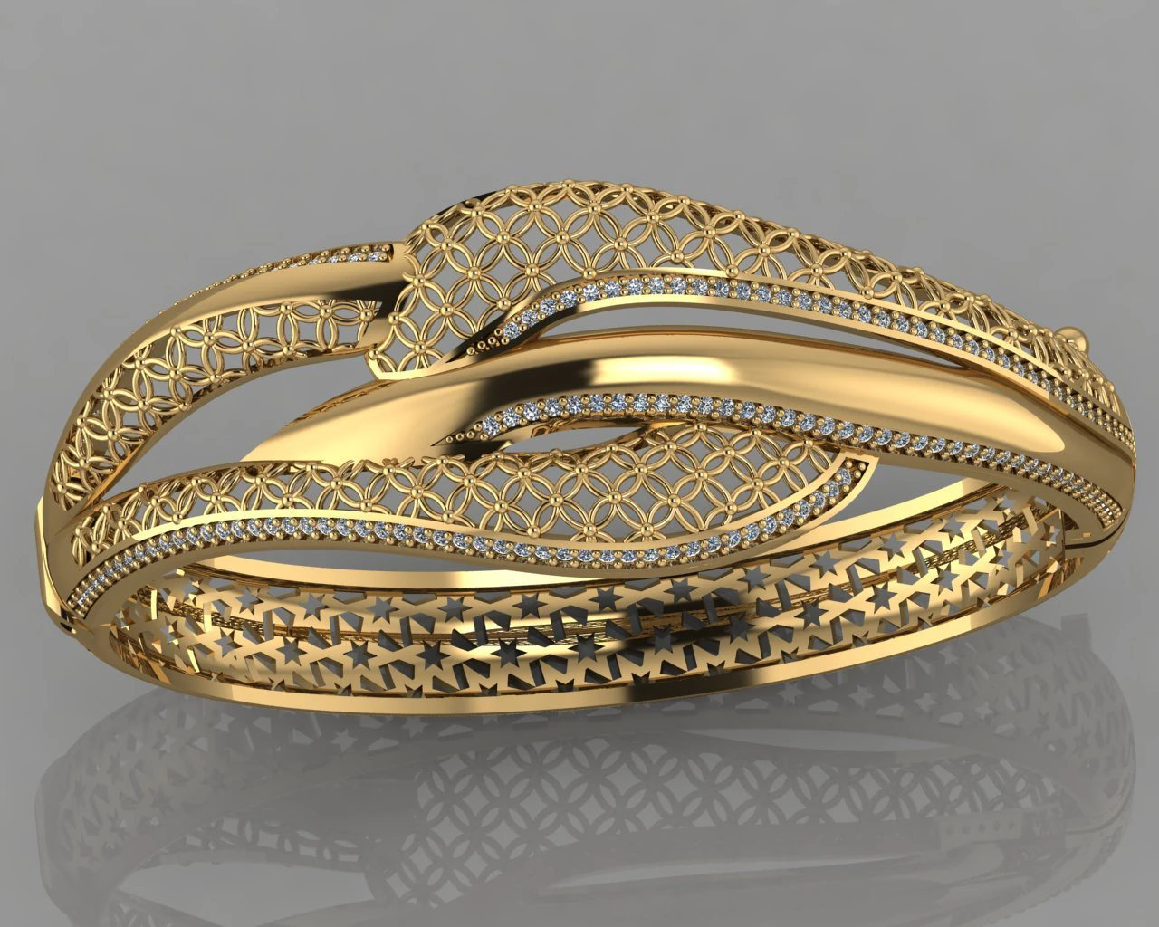 gc gold brc030- diamond bracelet 3D Print Model .c4d .max .obj .3ds .fbx .stl .blend 