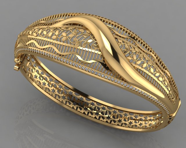 gc gold brc032- diamond bracelet 3D 打印模型 .c4d .max .obj .3ds .fbx .stl .blend 