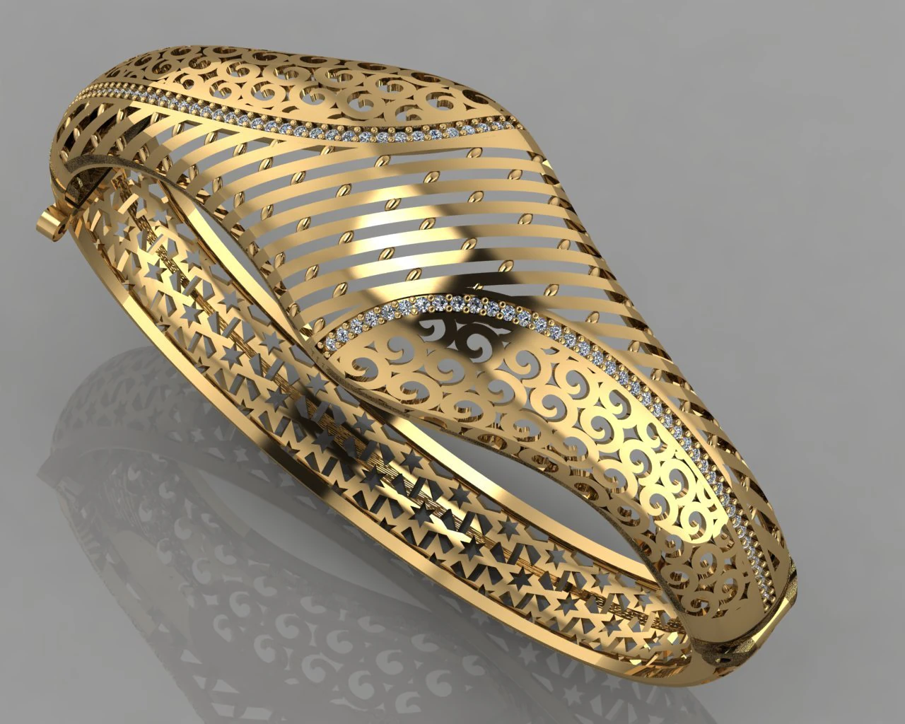 gc gold brc033- diamond bracelet 3D Print Model .c4d .max .obj .3ds .fbx .stl .blend 