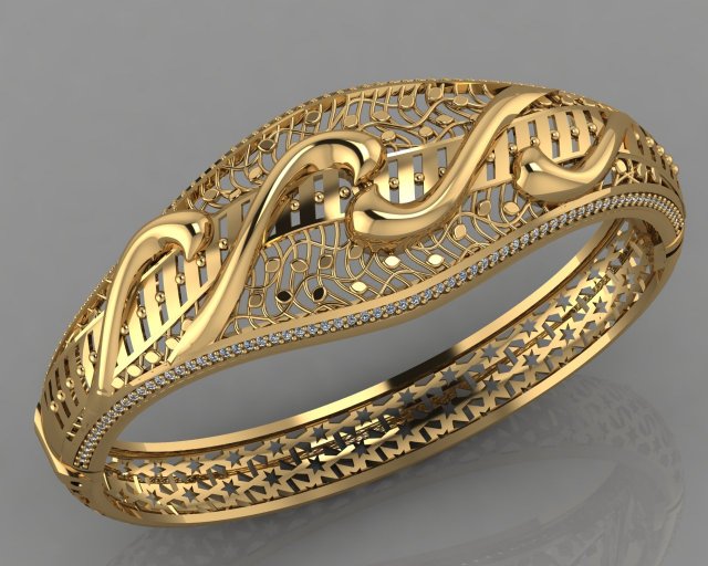 gc gold brc038- diamond bracelet 3D 프린트 모델 .c4d .max .obj .3ds .fbx .stl .blend 