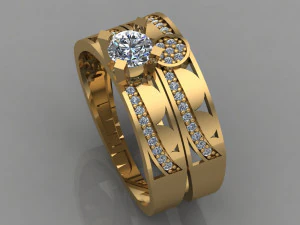 gc or t025 - bague diamant Modèles 3D en vedette