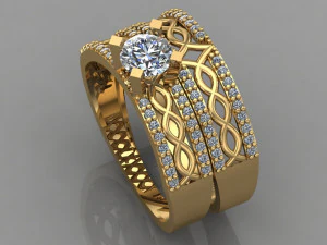 GC золото t026- кольцо с бриллиантом 3D Принт Модель