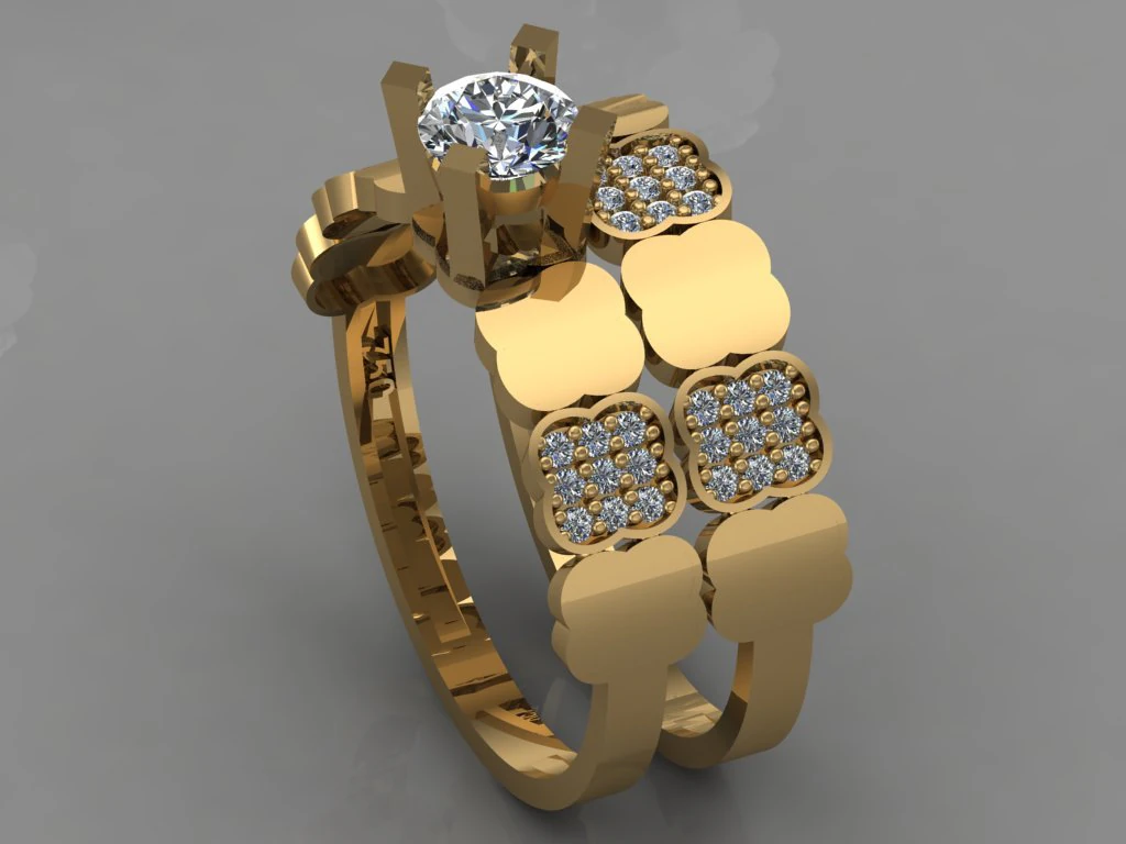 gc gold t036- diamond ring 3D Print Model .c4d .max .obj .3ds .fbx .stl .blend 