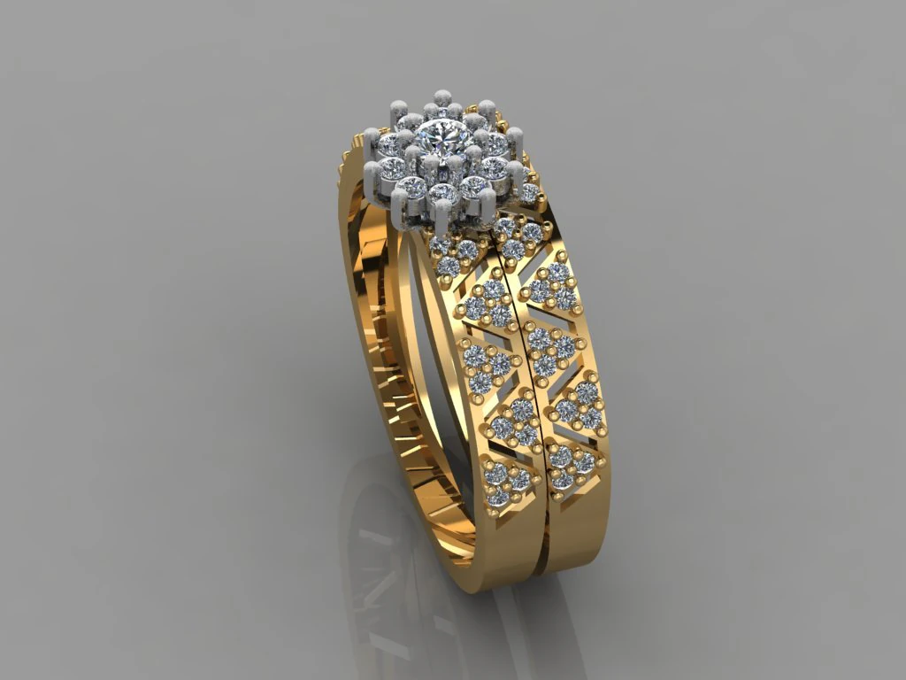 gc gold t045- diamond ring 3D Print Model .c4d .max .obj .3ds .fbx .stl .blend 