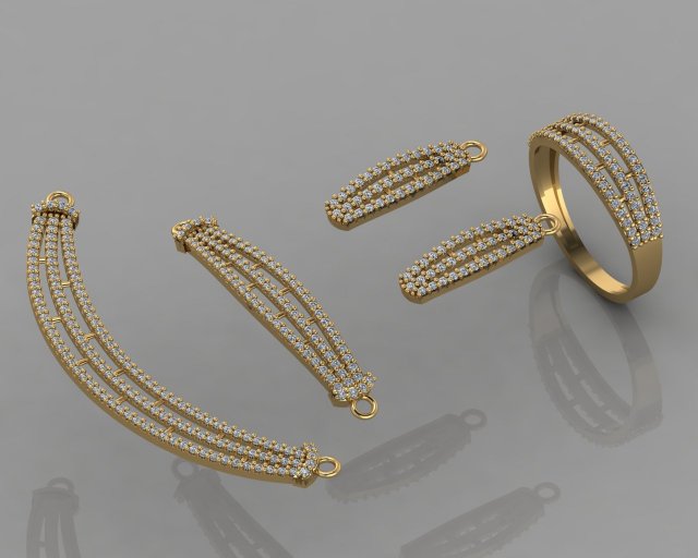 gc gold ss001 - diamond set small set 3D Print Model .c4d .max .obj .3ds .fbx .stl .blend 
