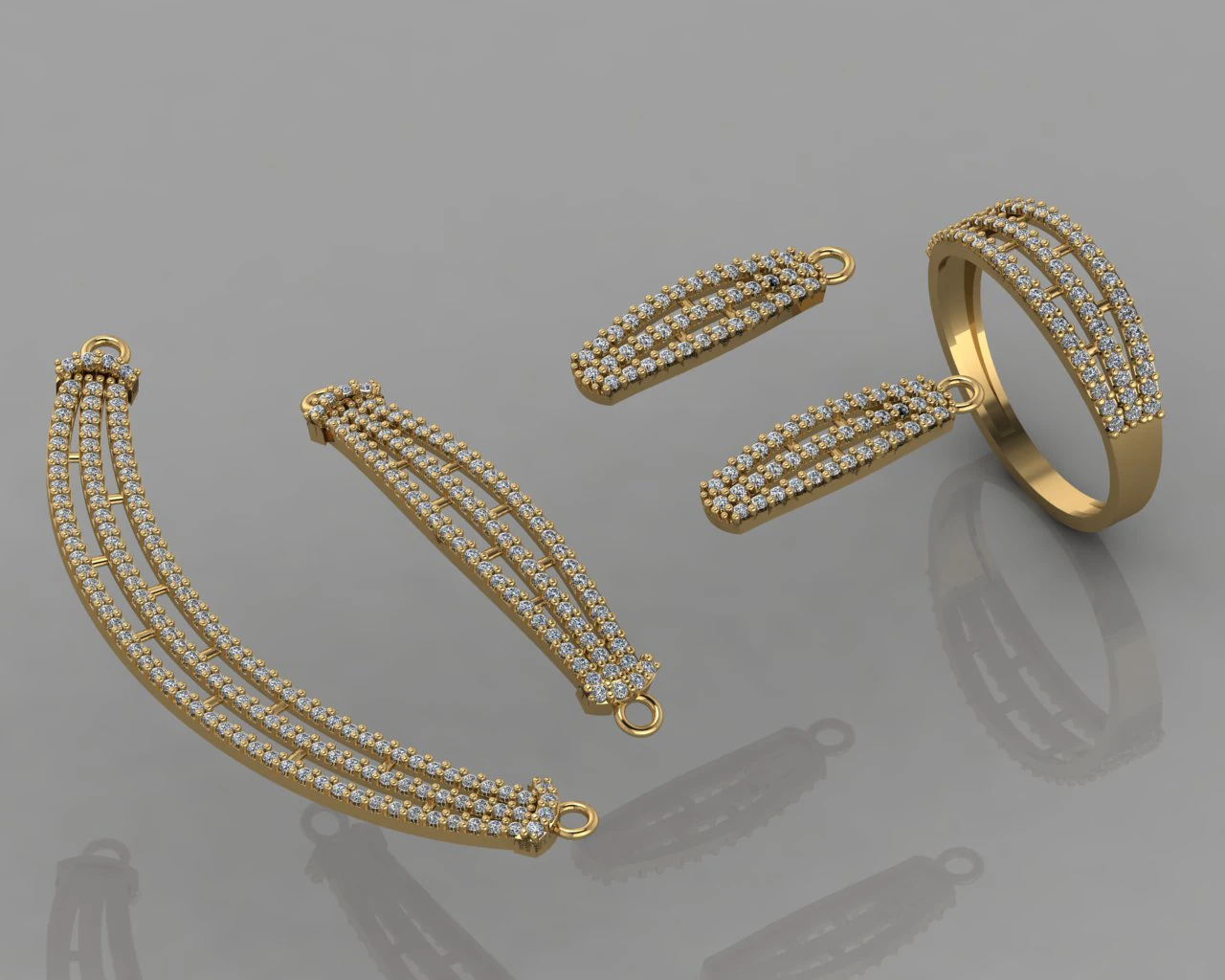 gc gold ss001 - diamond set small set 3D Print Model .c4d .max .obj .3ds .fbx .stl .blend 